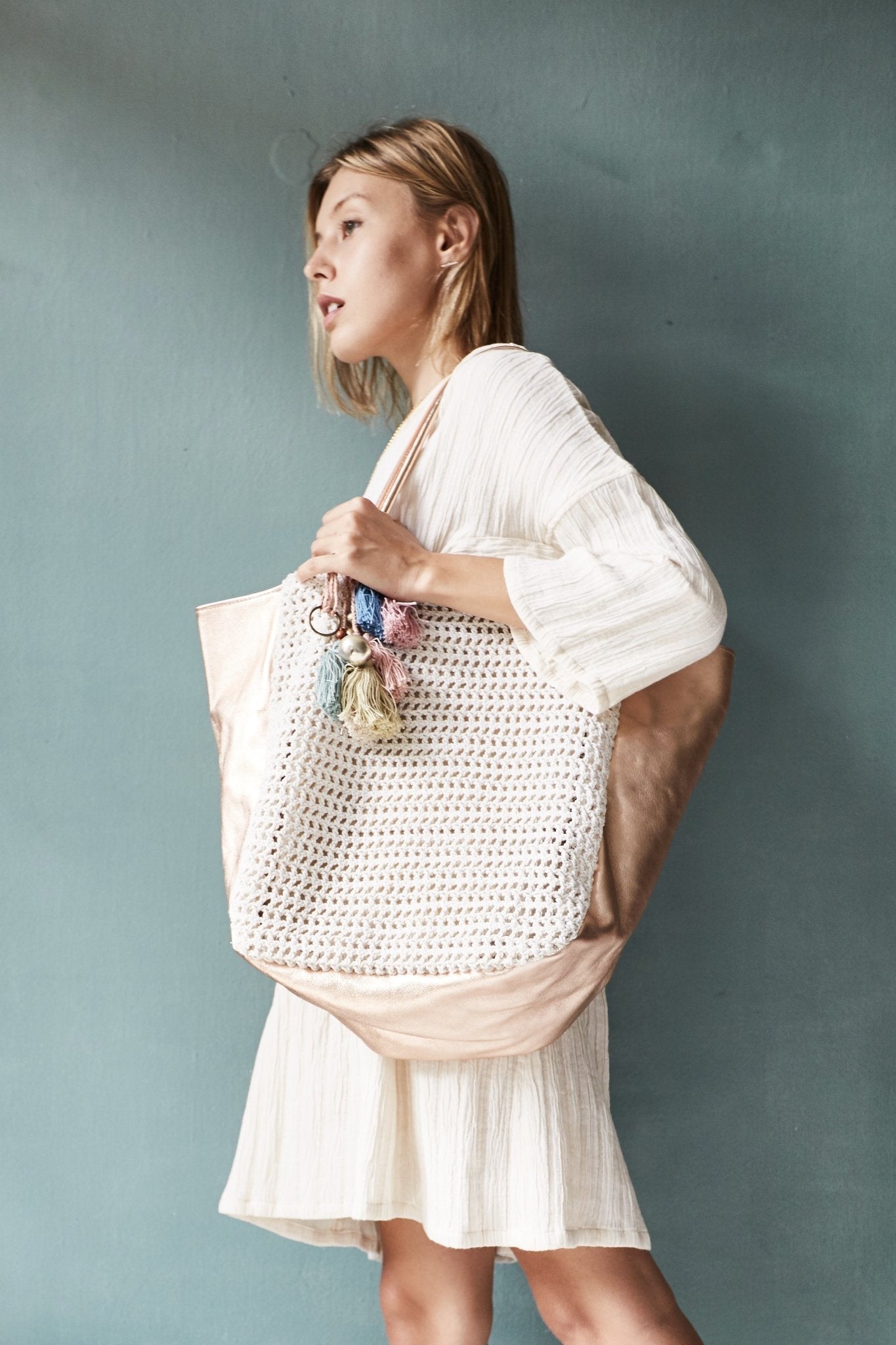 CROCHET ACE BAG - Red/White MOMO NEW YORK
