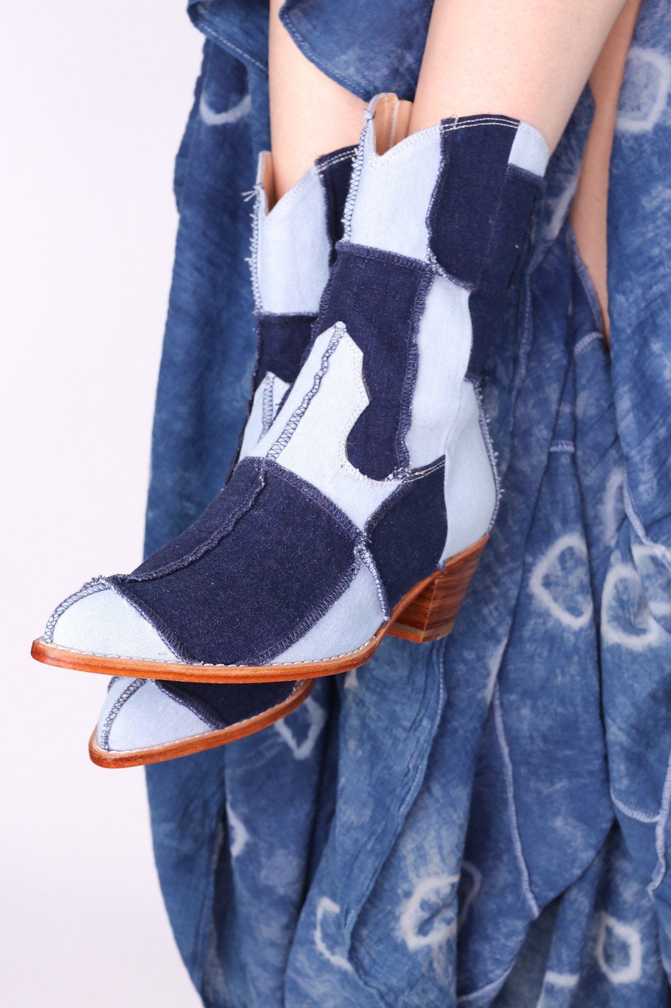 DENIM PATCHWORK BOOTS ANNIKA - MOMO NEW YORK
