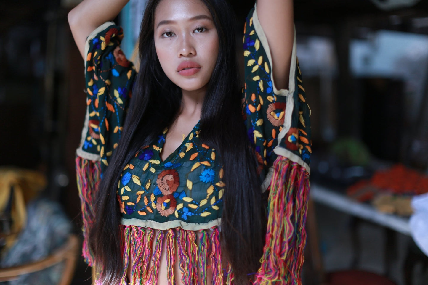 EMBROIDERED FRINGE TOP ANNELIES MOMO NEW YORK