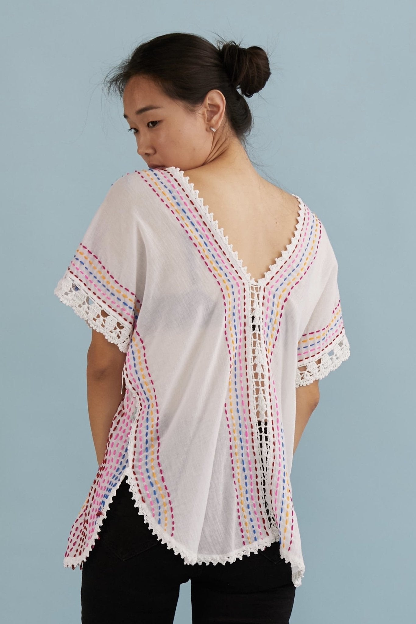 EMBROIDERED KAFTAN TOP SANDY MOMO NEW YORK