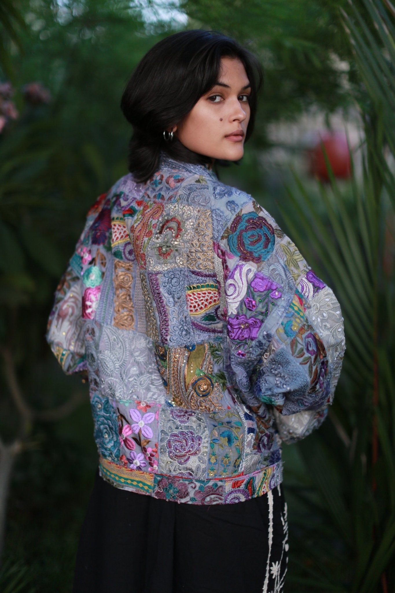 Embroidered Patchwork Bomber Jacket Serena MOMONEWYORK