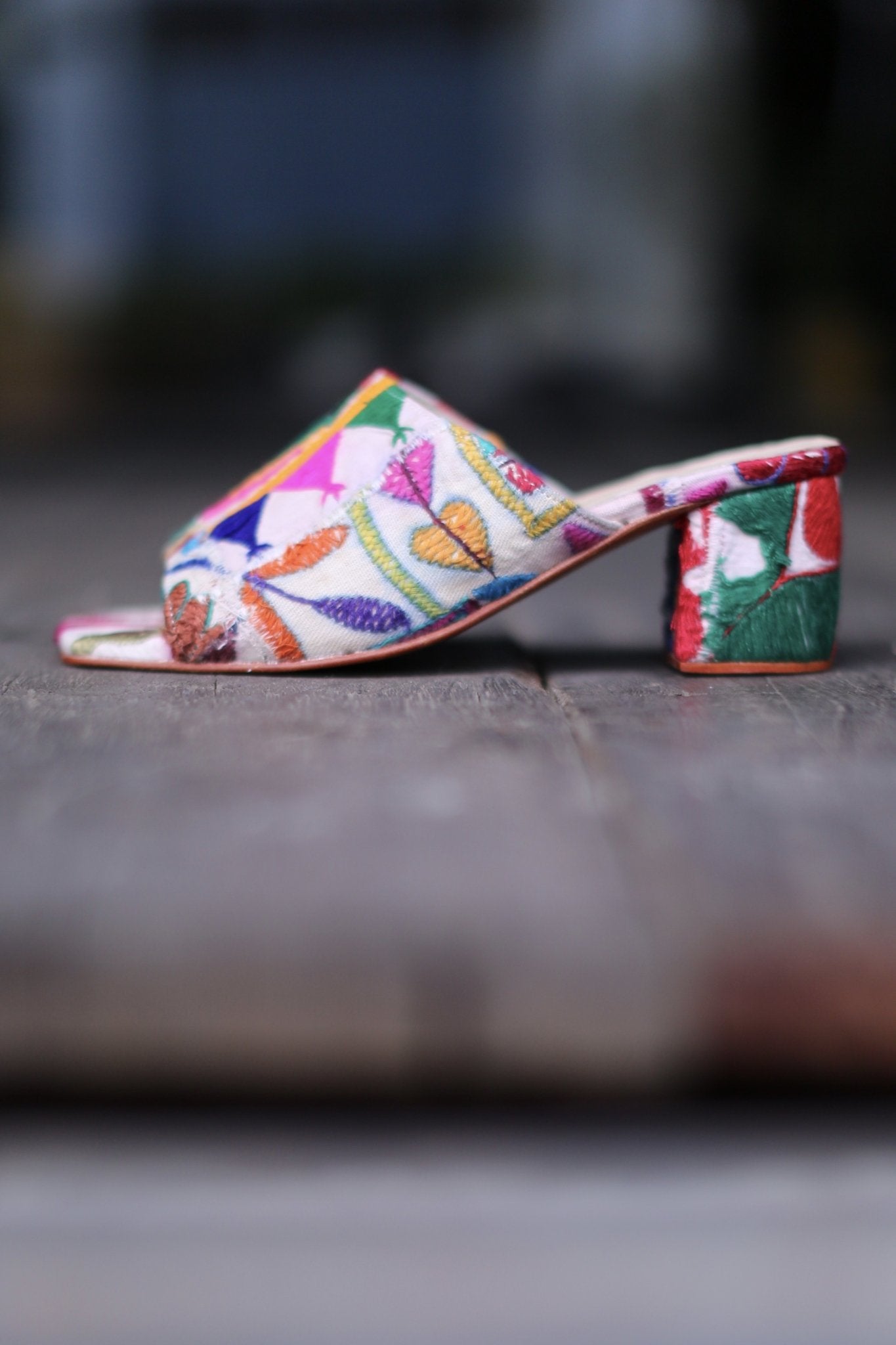 EMBROIDERED PATCHWORK MULES LULU MOMO NEW YORK