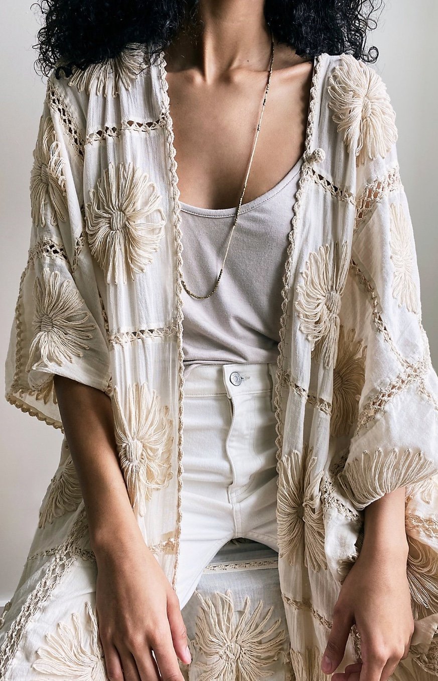 FLORA CROCHET KIMONO X FREE PEOPLE MOMO NEW YORK