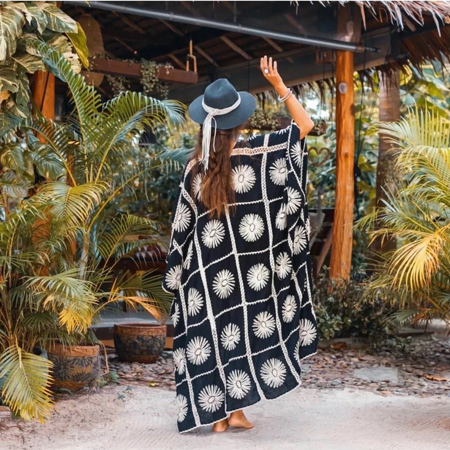FLORA HAND CROCHET KIMONO - sustainably made MOMO NEW YORK sustainable clothing, crochet slow fashion