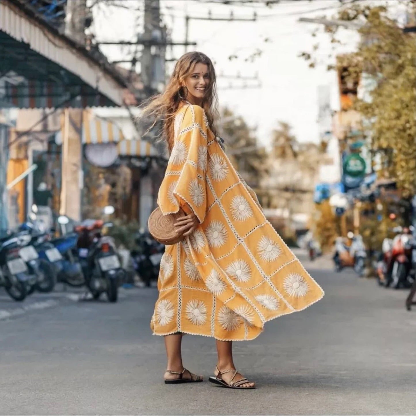 FLORA HAND CROCHET KIMONO - sustainably made MOMO NEW YORK sustainable clothing, crochet slow fashion