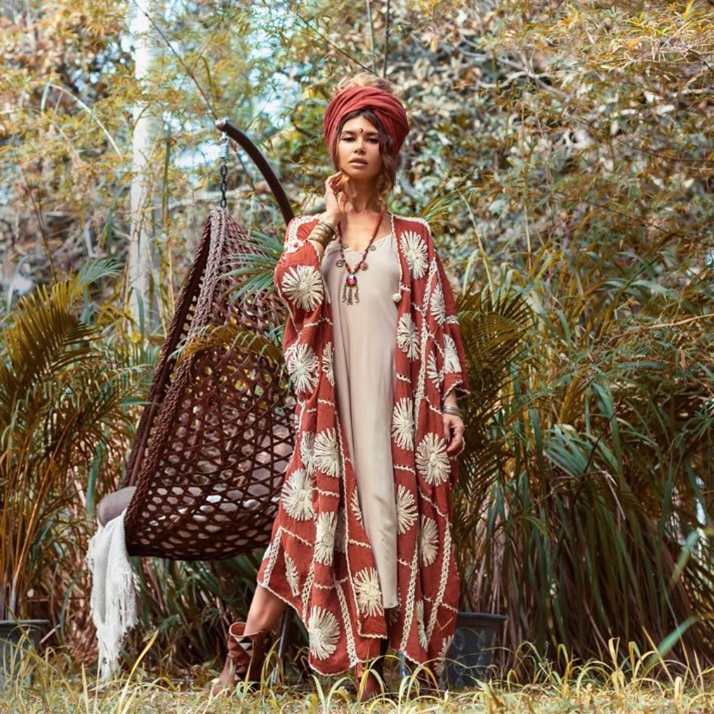 FLORA HAND CROCHET KIMONO - sustainably made MOMO NEW YORK sustainable clothing, crochet slow fashion