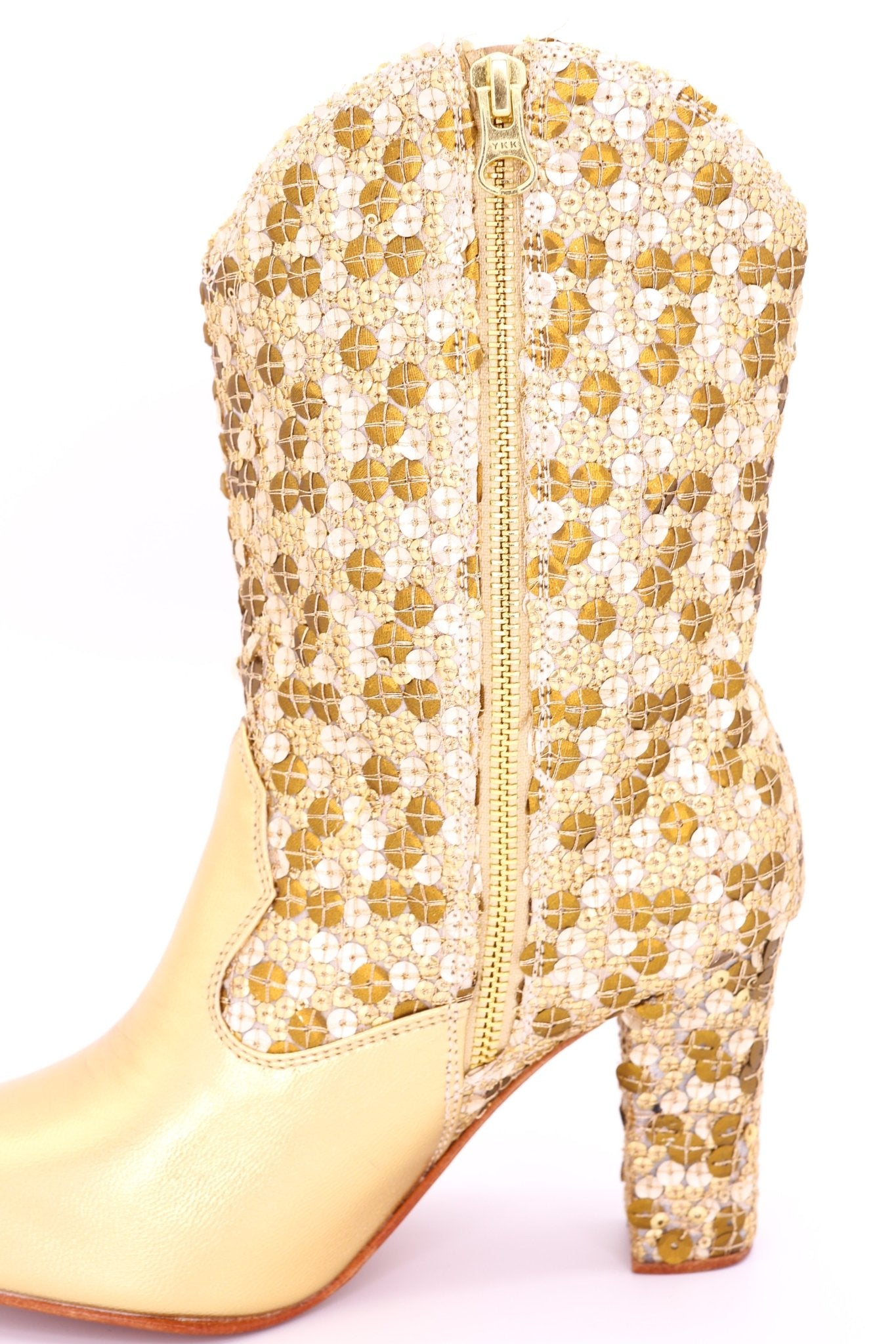 GOLD SEQUIN HEEL BOOTS ADRIENNE - MOMO NEW YORK
