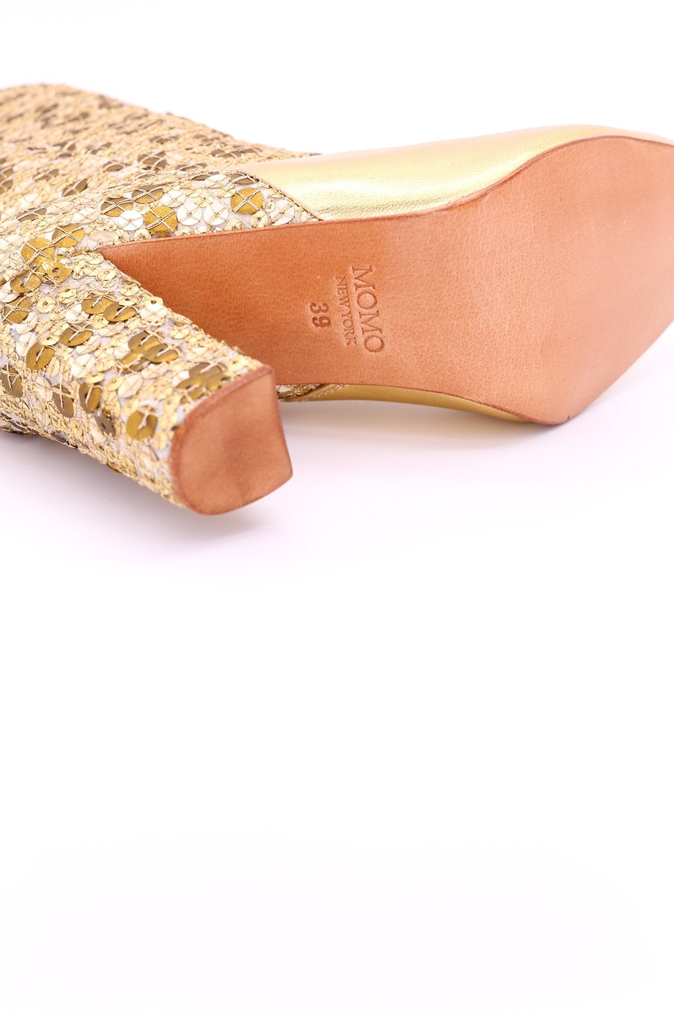 GOLD SEQUIN HEEL BOOTS ADRIENNE - MOMO NEW YORK