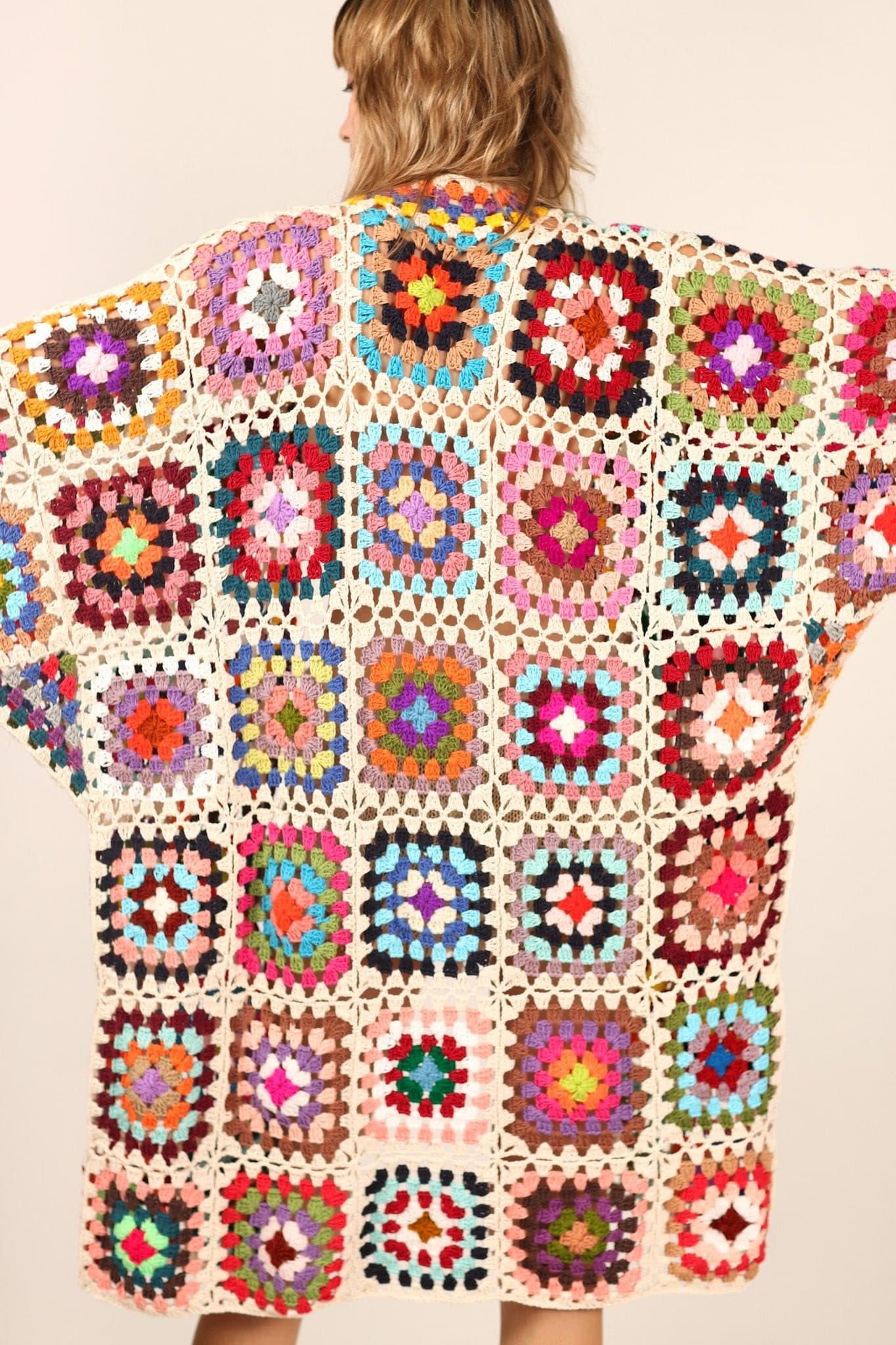 HAND CROCHET KAFTAN NONI X FREE PEOPLE - sustainably made MOMO NEW YORK sustainable clothing, crochet slow fashion