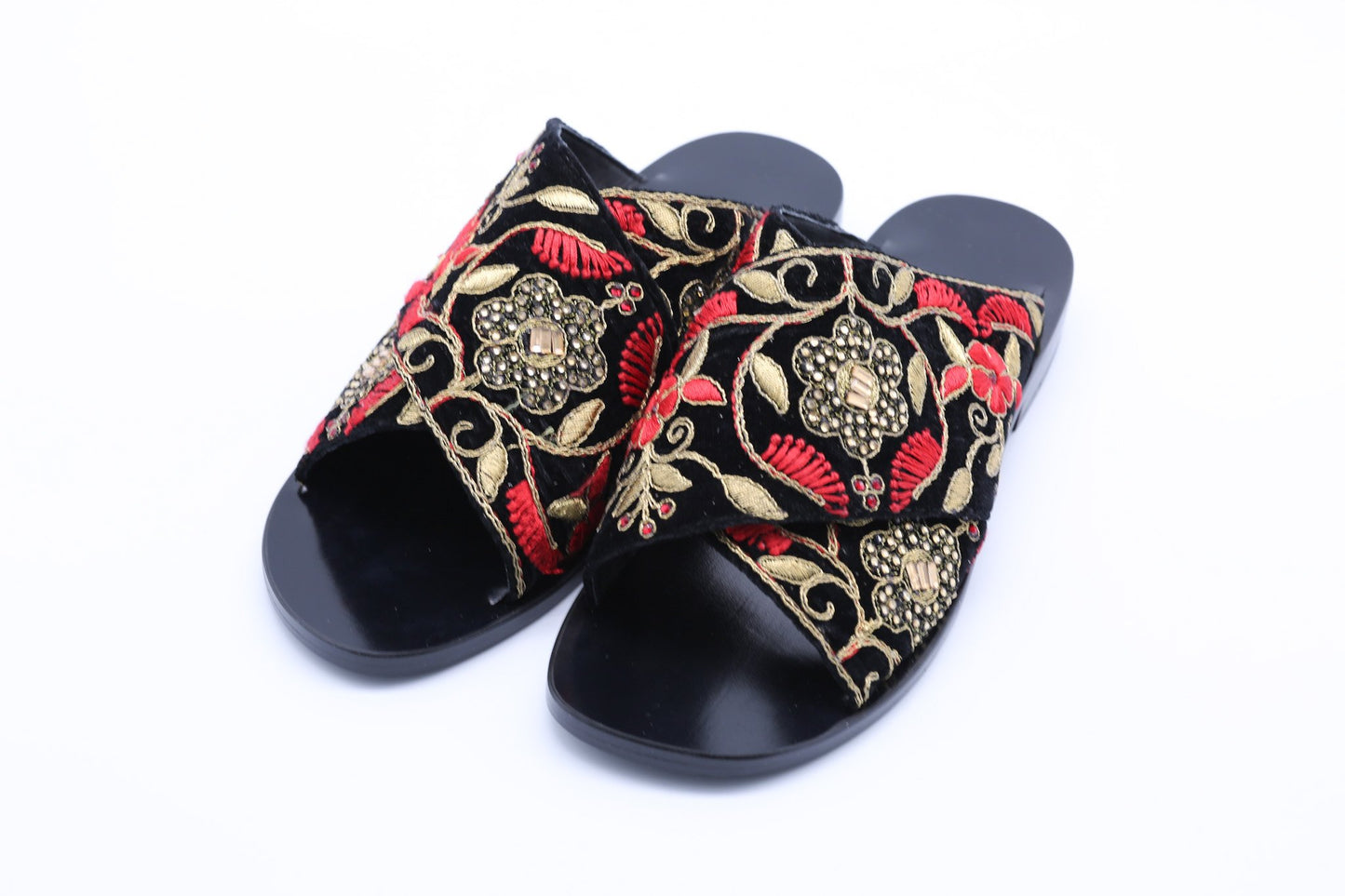 Velvet Embroidered Slippers Claire