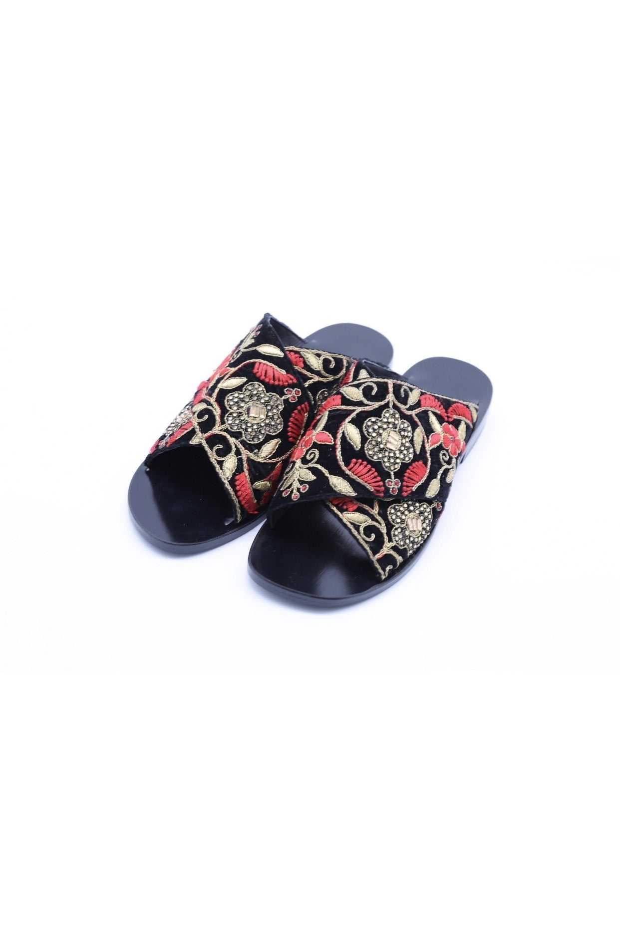 Velvet Embroidered Slippers Claire