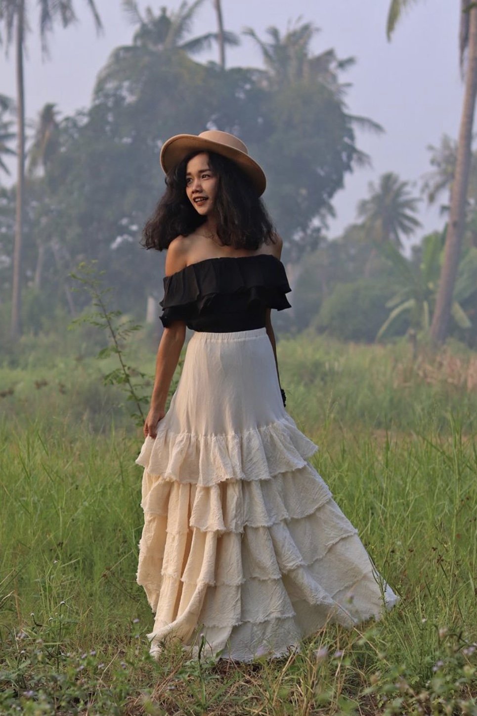 COTTON RUFFLE SKIRT PAMELA MOMO NEW YORK