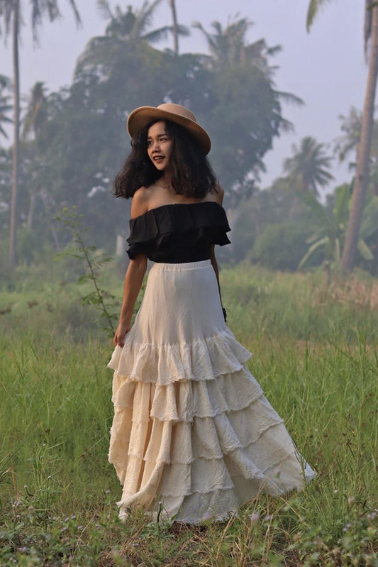 COTTON RUFFLE SKIRT PAMELA MOMO NEW YORK