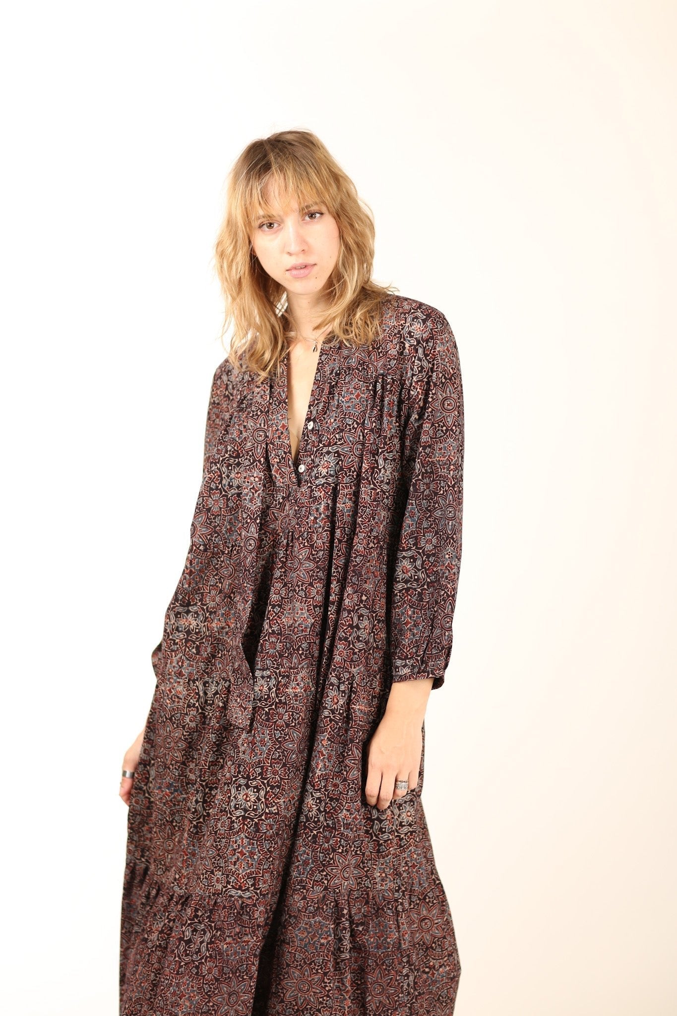 LONG COTTON DRESS ALBERTINE - sustainably made MOMO NEW YORK sustainable clothing, dress slow fashion