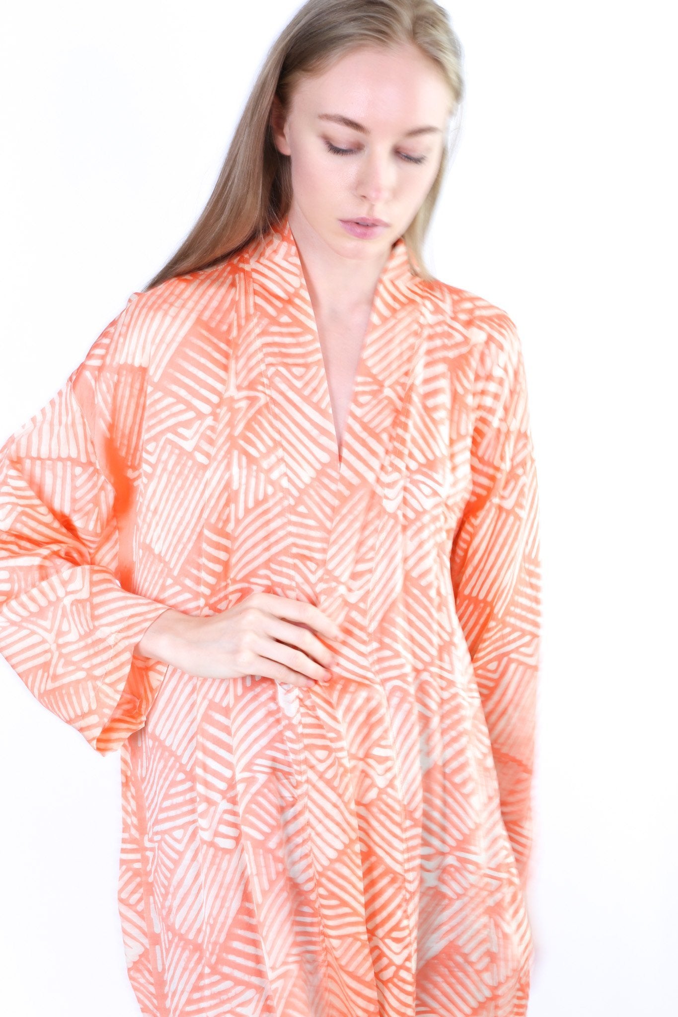 ORANGE SILK KIMONO KAFTAN CHIHIRO - MOMO NEW YORK
