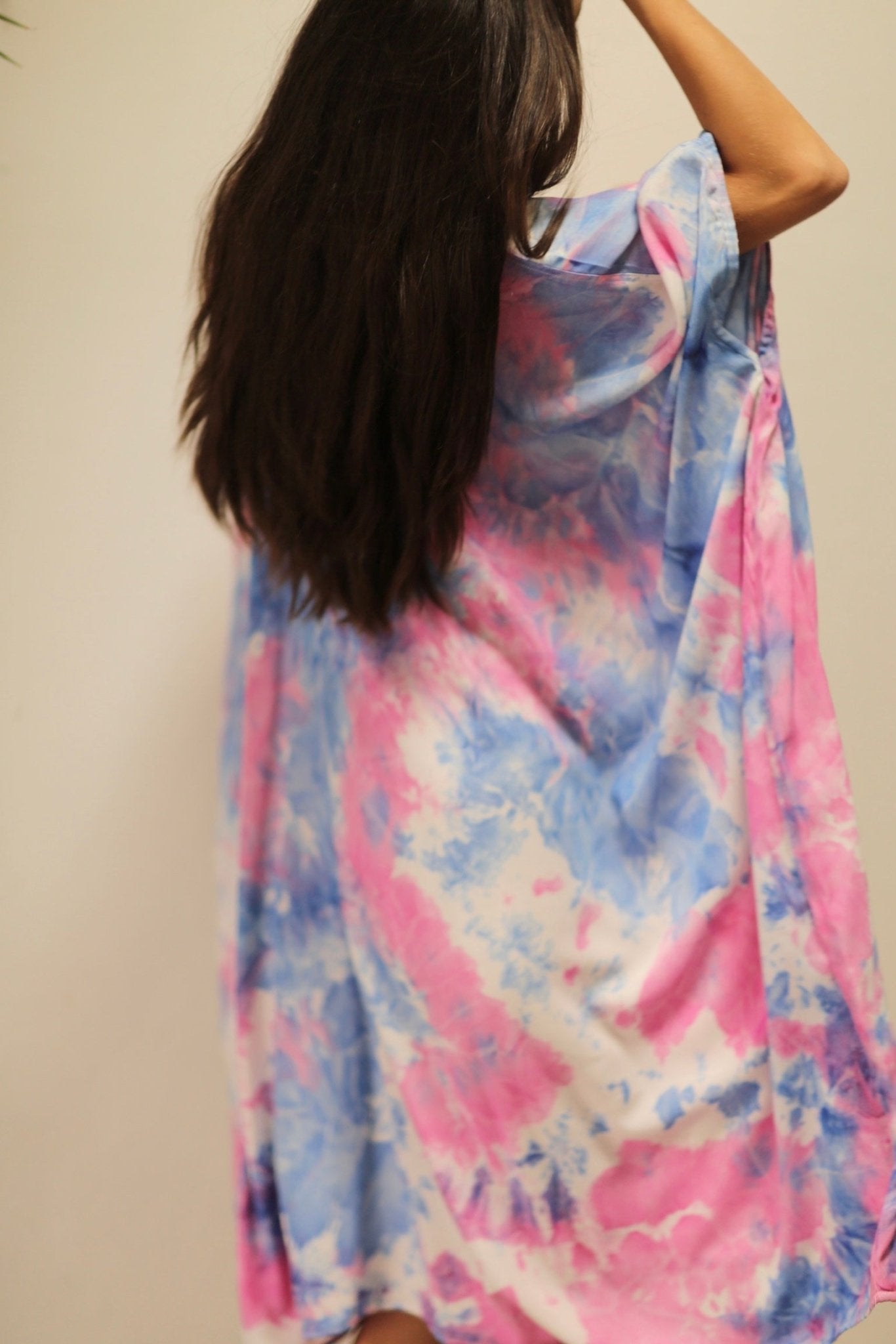 POLLUX TWIN PINK BLUE TIE DYE KAFTAN DRESS - BANGKOK TAILOR CLOTHING STORE - HANDMADE CLOTHING