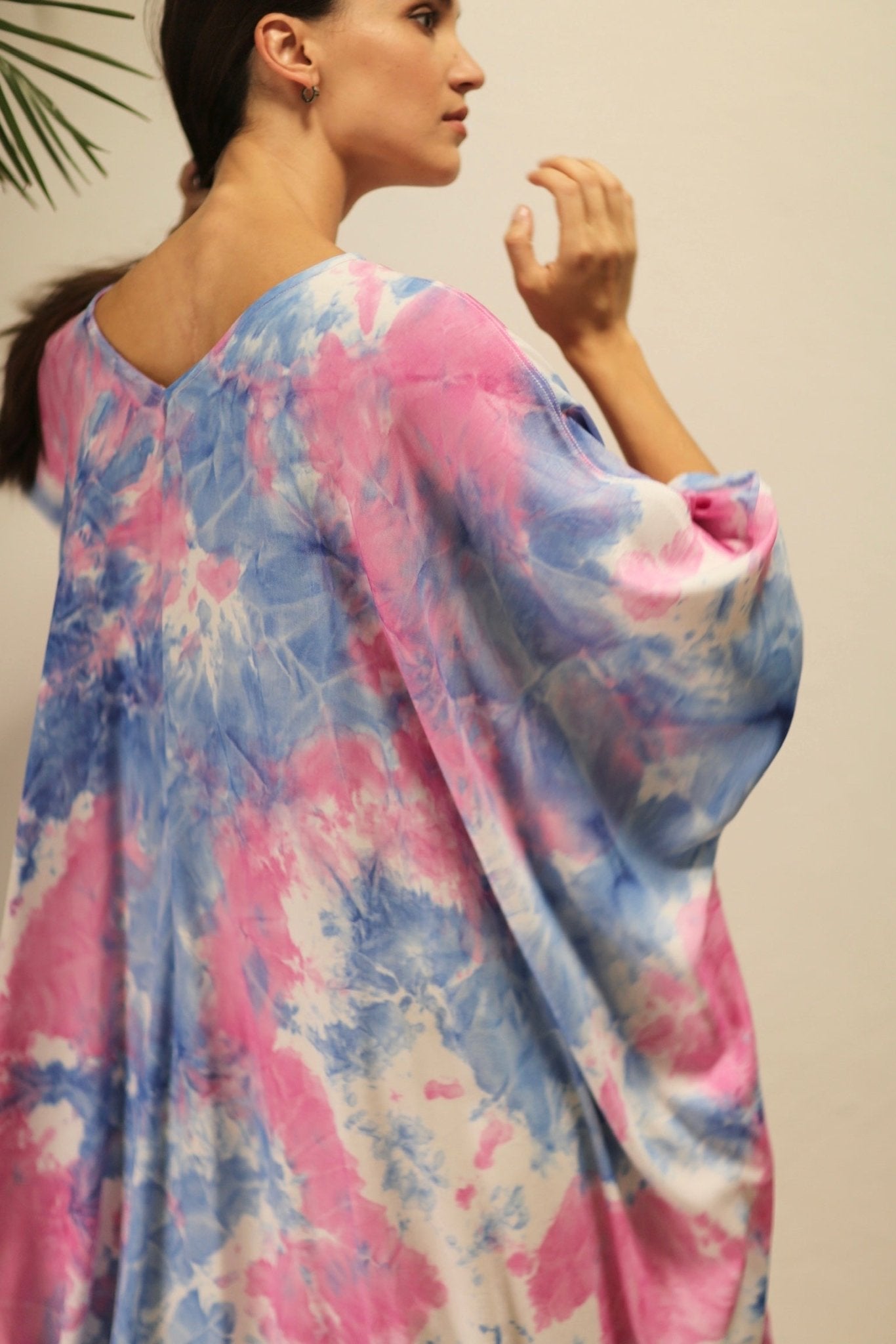 POLLUX TWIN PINK BLUE TIE DYE KAFTAN DRESS - BANGKOK TAILOR CLOTHING STORE - HANDMADE CLOTHING