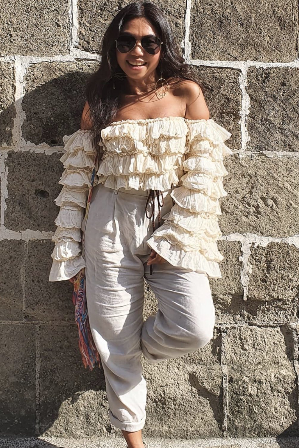 RUFFLE LAYERED COTTON TOP SINA MOMO NEW YORK