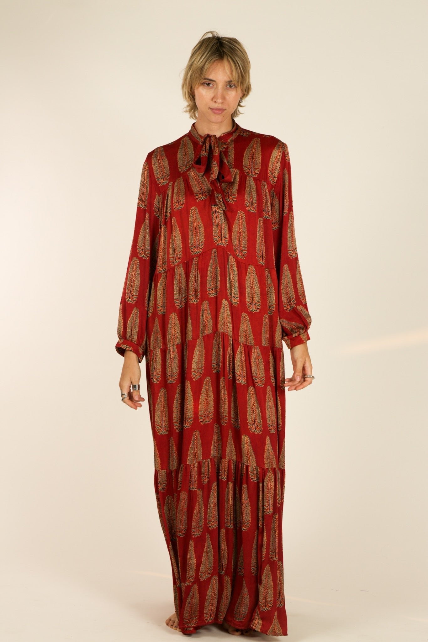 SILK MAXI DRESS ARAVENA - sustainably made MOMO NEW YORK sustainable clothing, dress slow fashion
