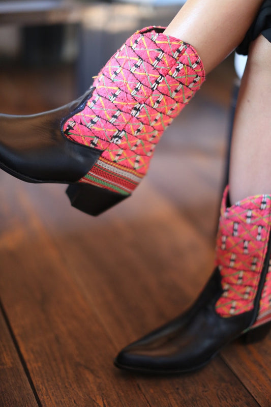TRIBAL EMBROIDERED POINTED ANKLE BOOTS NALIA - sustainably made MOMO NEW YORK sustainable clothing, boots slow fashion