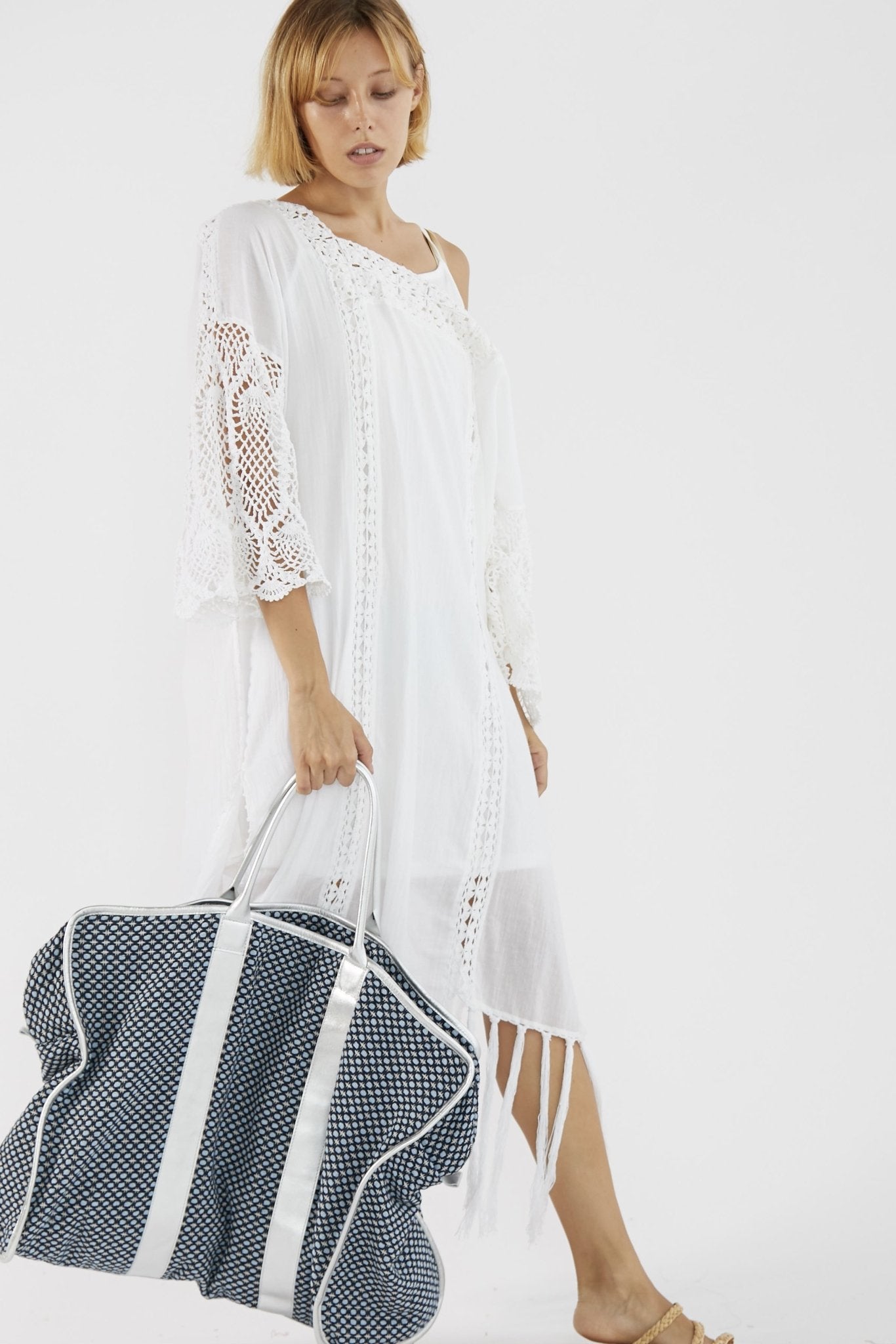 Weekender Bag Manisa Blue Organic Cotton MOMONEWYORK