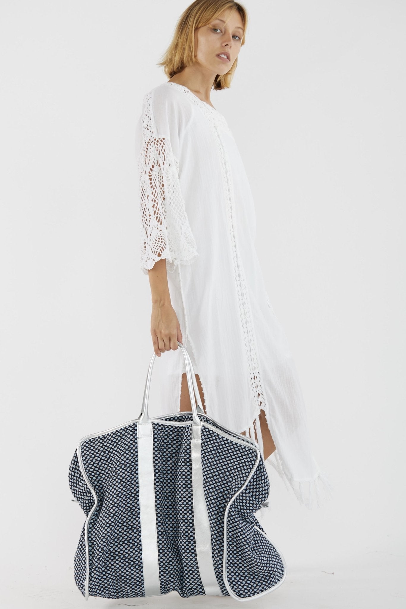 Weekender Bag Manisa Blue Organic Cotton MOMONEWYORK