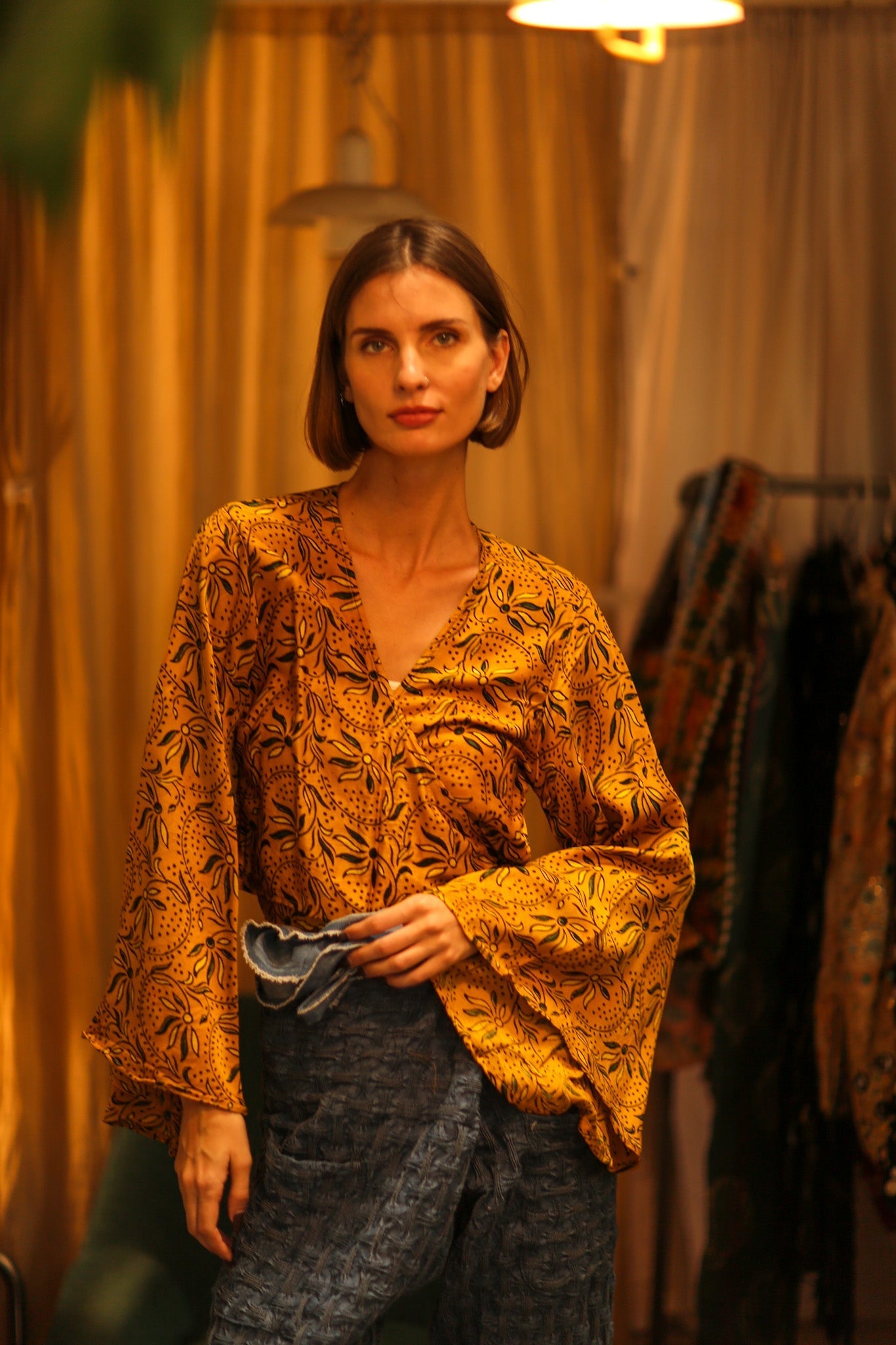 SILK WRAP TOP AURELIA GOLDEN YELLOW