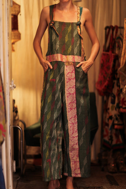 FREYA EMBROIDERED KANTHA DUNGAREES DIAMONDS