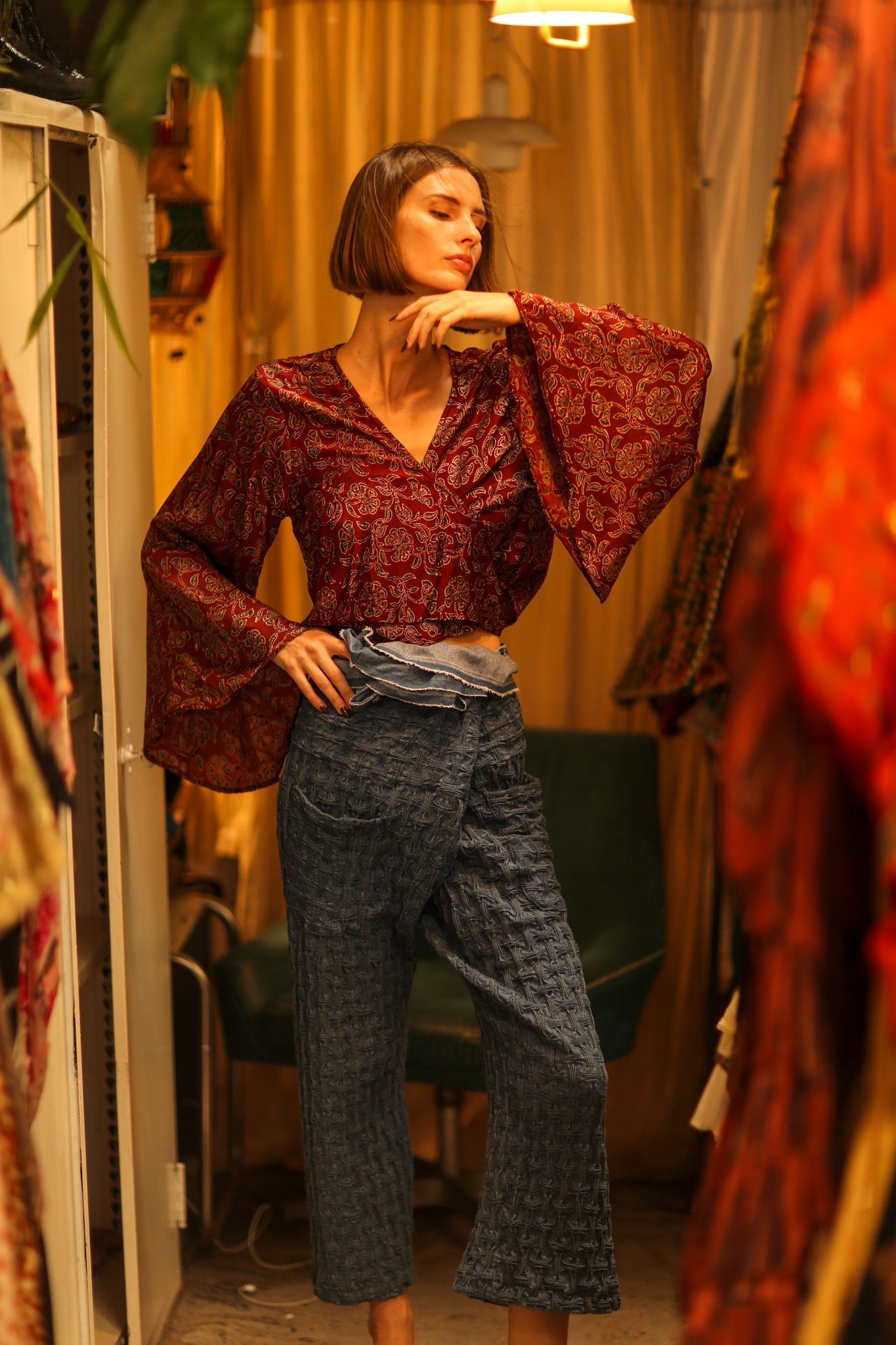 SILK WRAP TOP AURELIA RED WINE