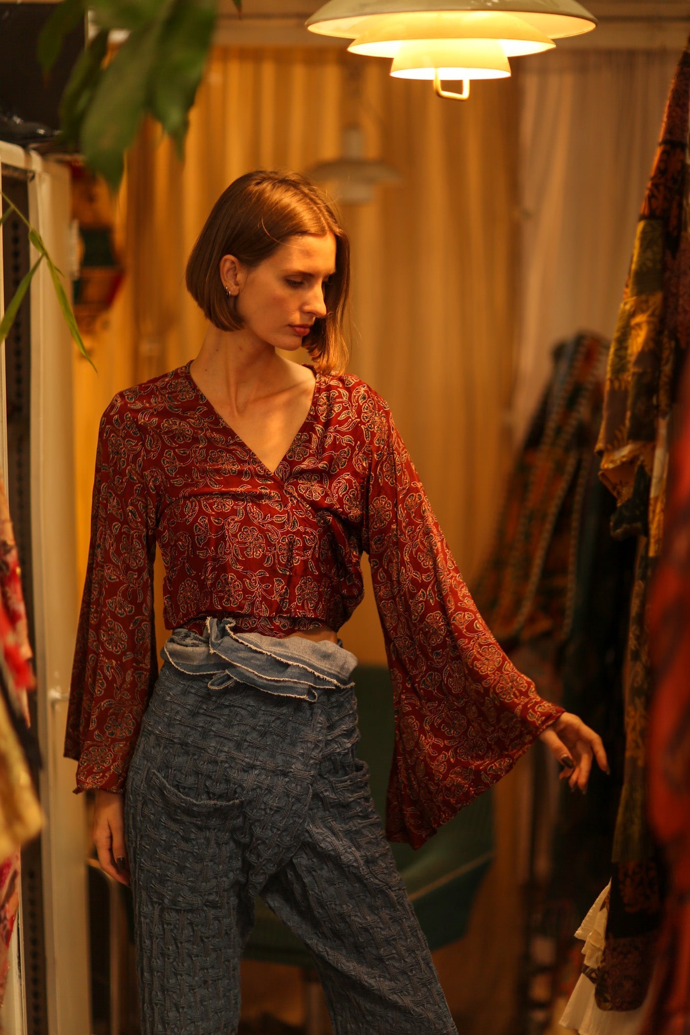 SILK WRAP TOP AURELIA RED WINE