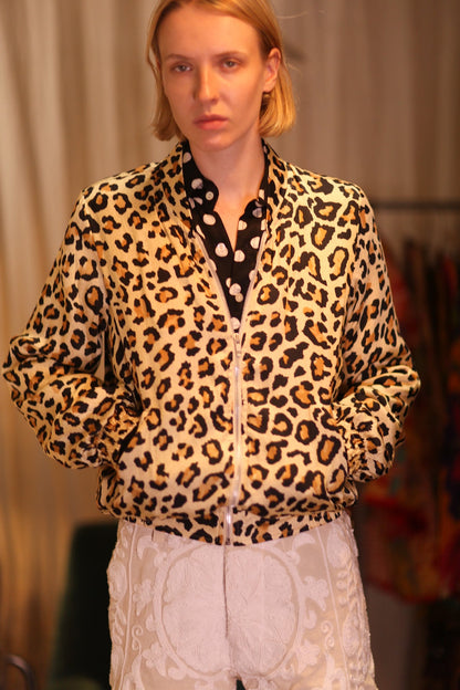 SILK BOMBER JACKET ANCHA LEO PRINT