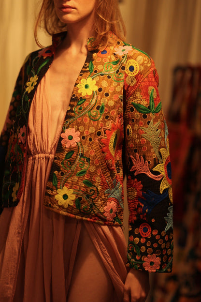 JACKET INGRID LIGHT AND DARK BROWN EMBROIDERED