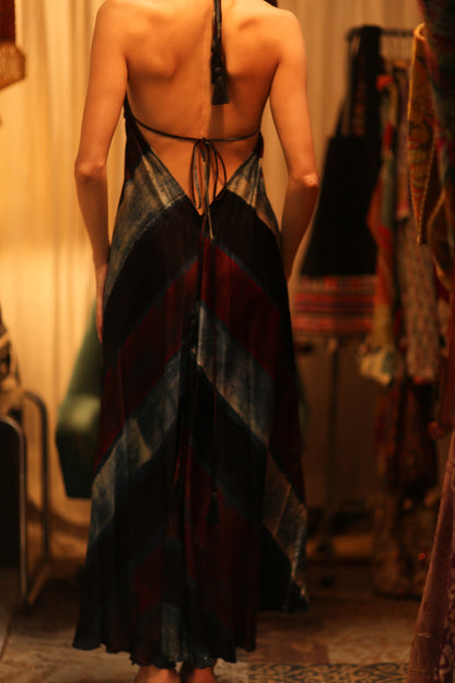 SILK DRESS HANNAH BLUE STRIPE OCEAN EDIT