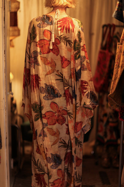 PINA SILK KIMONO PRESSED FLOWERS
