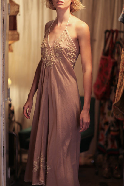 ROSE EMBROIDERED COTTON DRESS