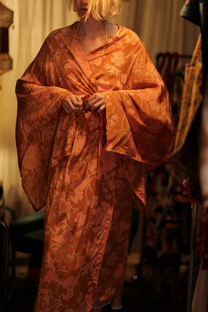 PINA SILK KIMONO ORANGE FLOWER