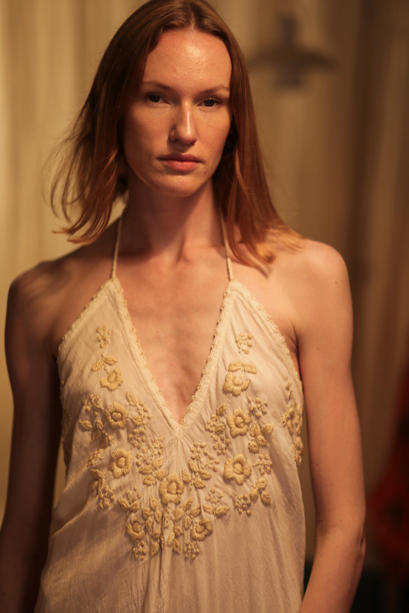 ROSE EMBROIDERED COTTON DRESS