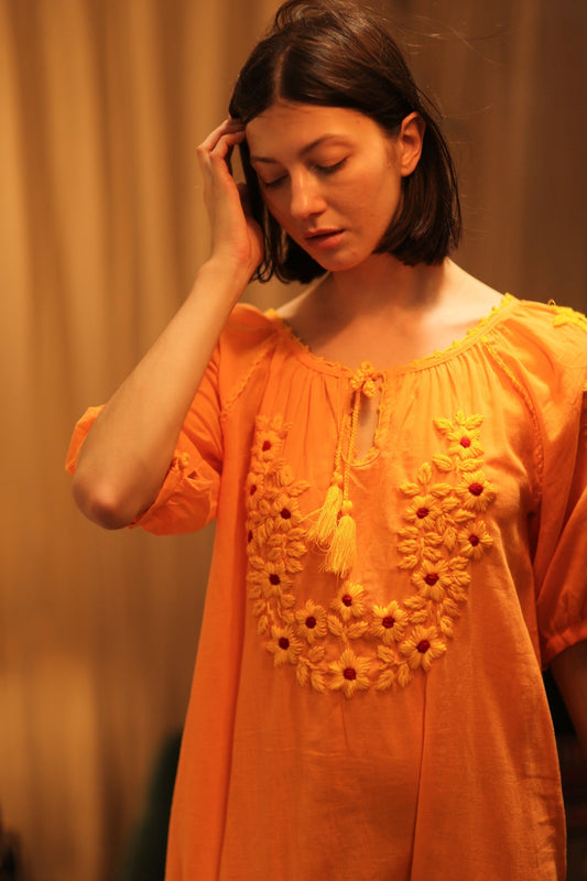 ADELE EMBROIDERED FLOWER DRESS - MOMO STUDIO BERLIN - Berlin Concept Store - sustainable & ethical fashion