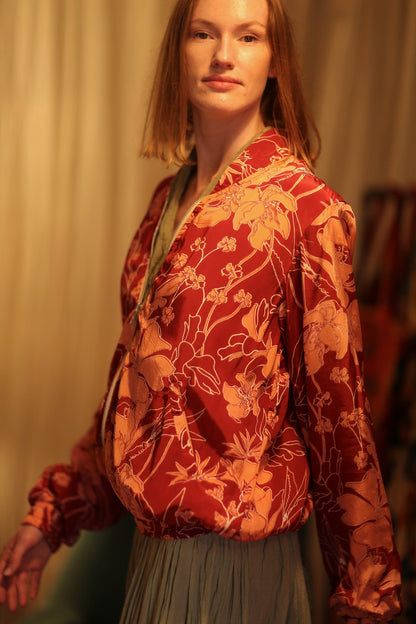 ANCHA SILK BOMBER JACKET RED JUNGLE - MOMO STUDIO BERLIN - Berlin Concept Store - sustainable & ethical fashion