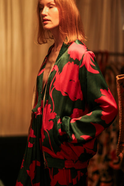 ANCHA SILK BOMBER PINK VINES - MOMO STUDIO BERLIN - Berlin Concept Store - sustainable & ethical fashion