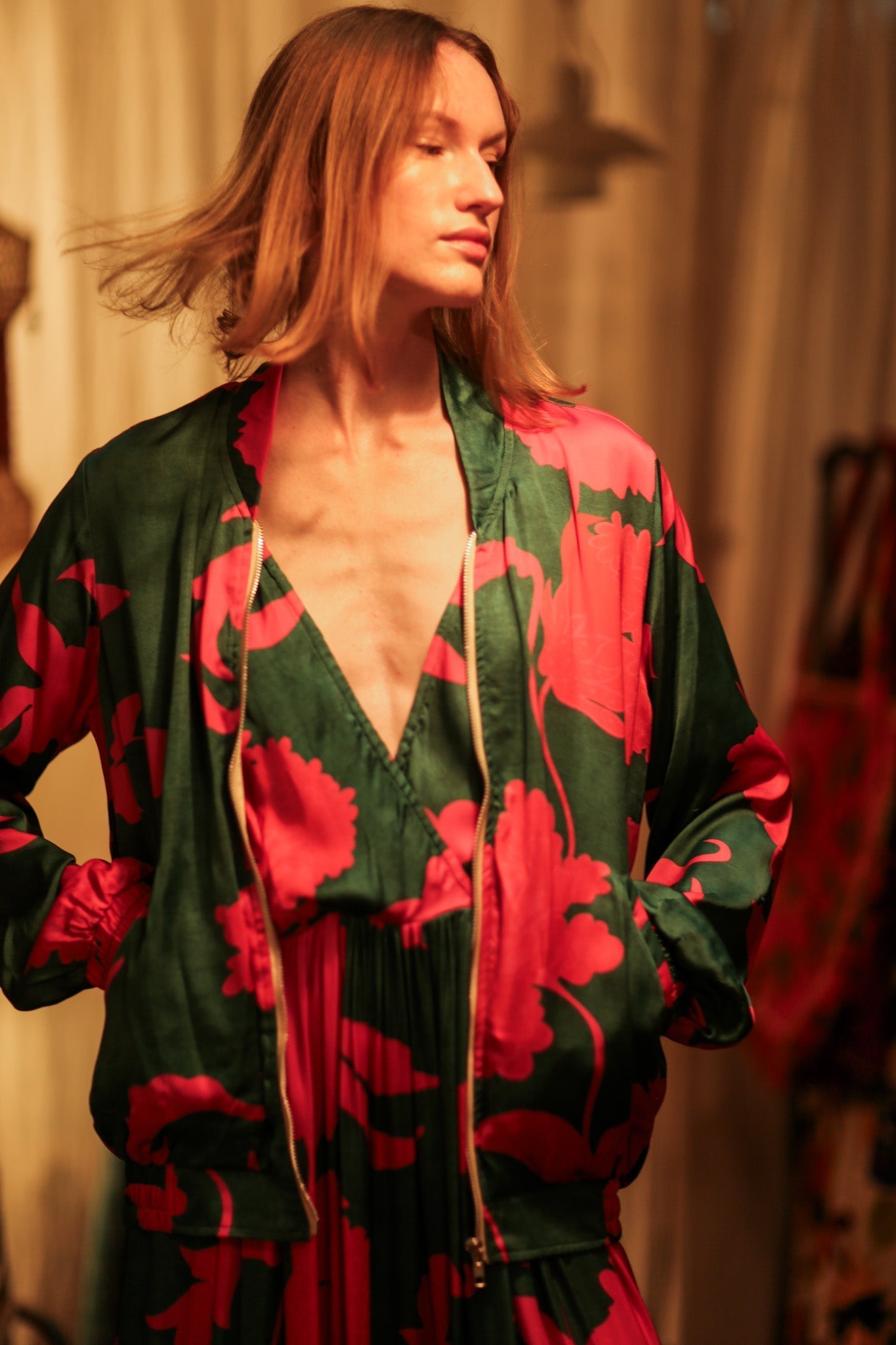 ANCHA SILK BOMBER PINK VINES - MOMO STUDIO BERLIN - Berlin Concept Store - sustainable & ethical fashion