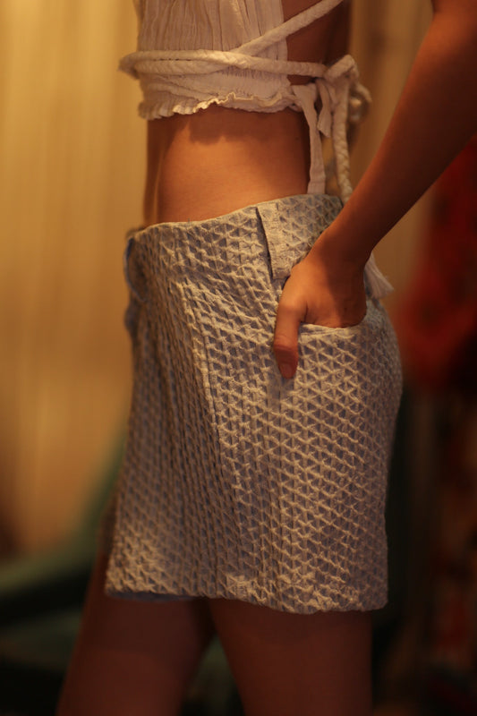ANNETTE PATTERNED SOFT DENIM SHORTS - MOMO STUDIO BERLIN - Berlin Concept Store - sustainable & ethical fashion