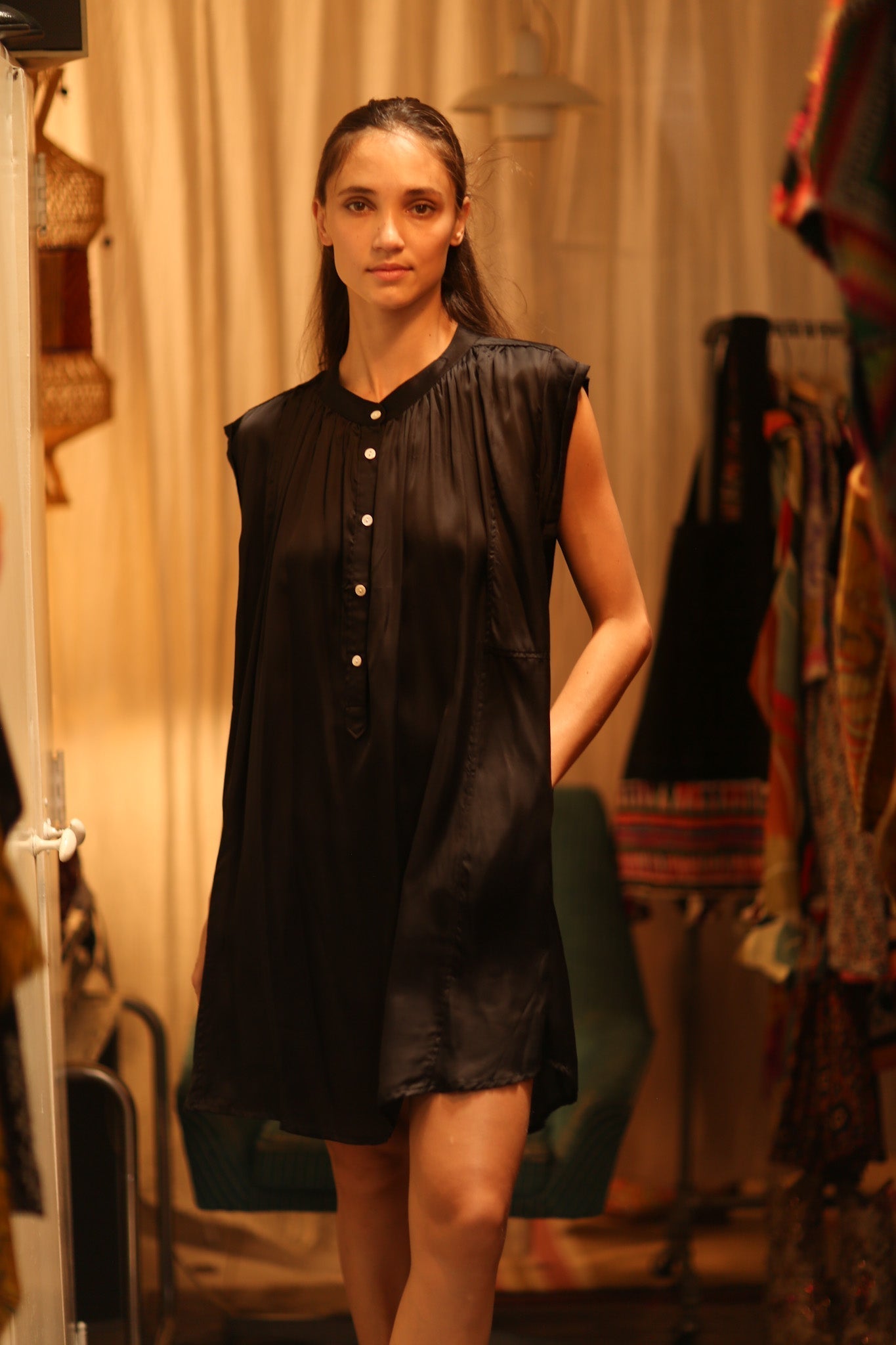 BLACK SILK DRESS MARY - MOMO STUDIO BERLIN - Berlin Concept Store - sustainable & ethical fashion