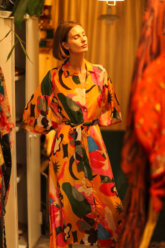 BUTTON DOWN SILK DRESS AEKI - MOMO STUDIO BERLIN - Berlin Concept Store - sustainable & ethical fashion