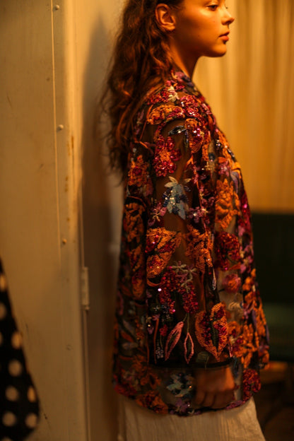 CARMEN SEQUINED EMBROIDERED SHORT KIMONO - MOMO STUDIO BERLIN - Berlin Concept Store - sustainable & ethical fashion