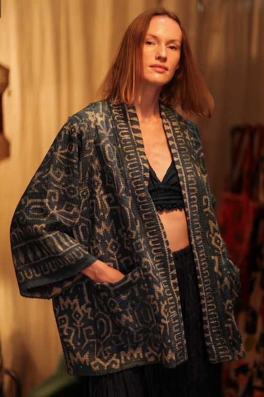 DAMON KANCHON PATTERNED SHORT KIMONO - MOMO STUDIO BERLIN - Berlin Concept Store - sustainable & ethical fashion
