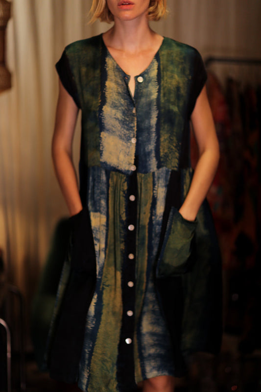 EDITH SILK DRESS BLUE STRIPE - MOMO STUDIO BERLIN - Berlin Concept Store - sustainable & ethical fashion