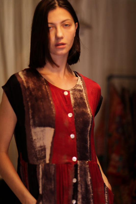 EDITH SILK DRESS RED STRIPE - MOMO STUDIO BERLIN - Berlin Concept Store - sustainable & ethical fashion