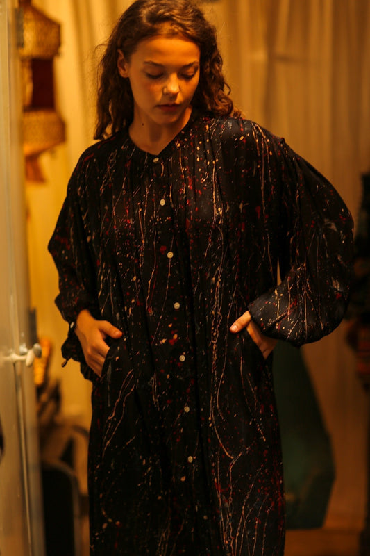 ELIZABETH SILK DRESS BLACK POLLOCK - MOMO STUDIO BERLIN - Berlin Concept Store - sustainable & ethical fashion