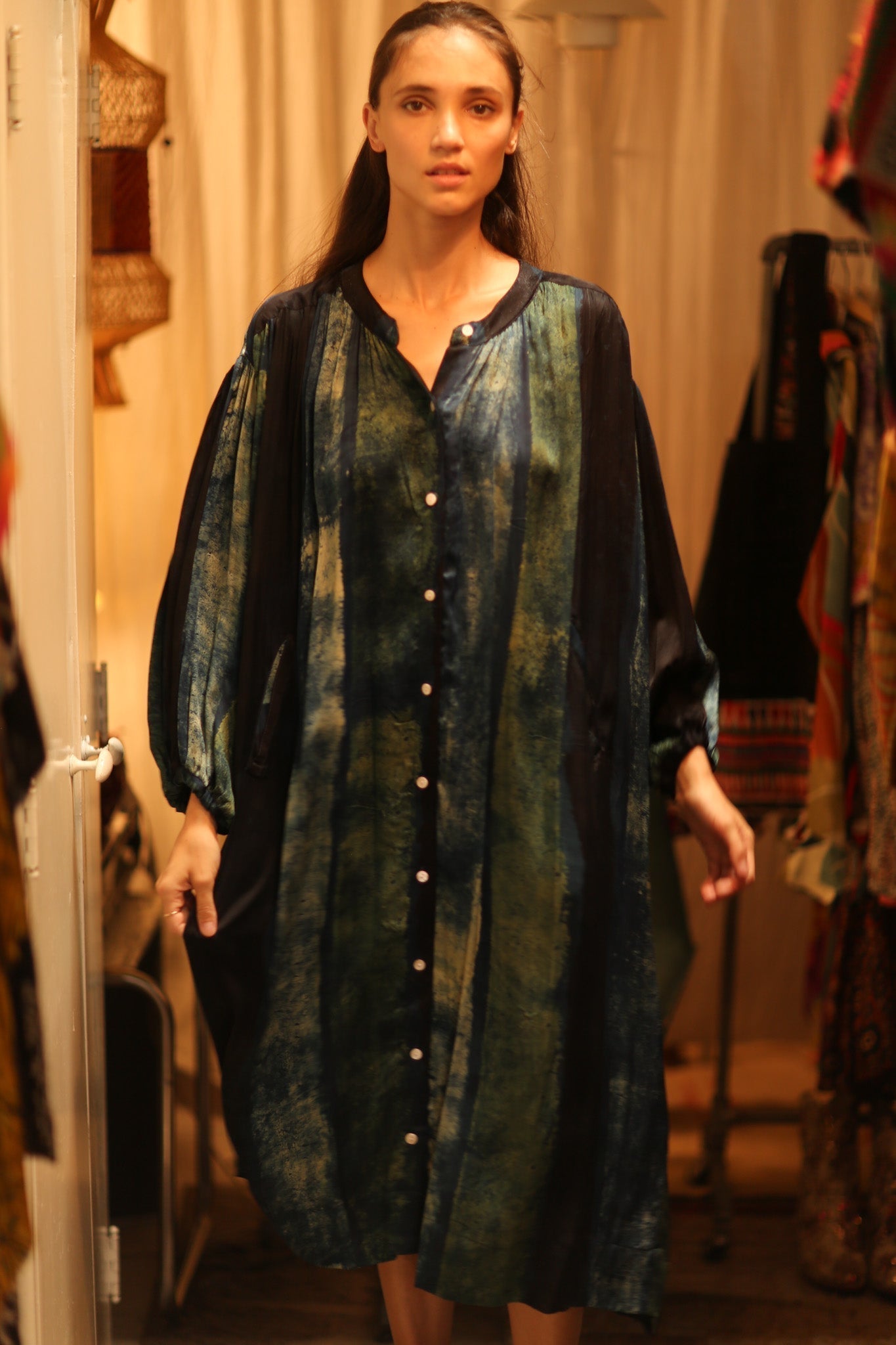 ELIZABETH SILK DRESS BLUE STRIPE - MOMO STUDIO BERLIN - Berlin Concept Store - sustainable & ethical fashion